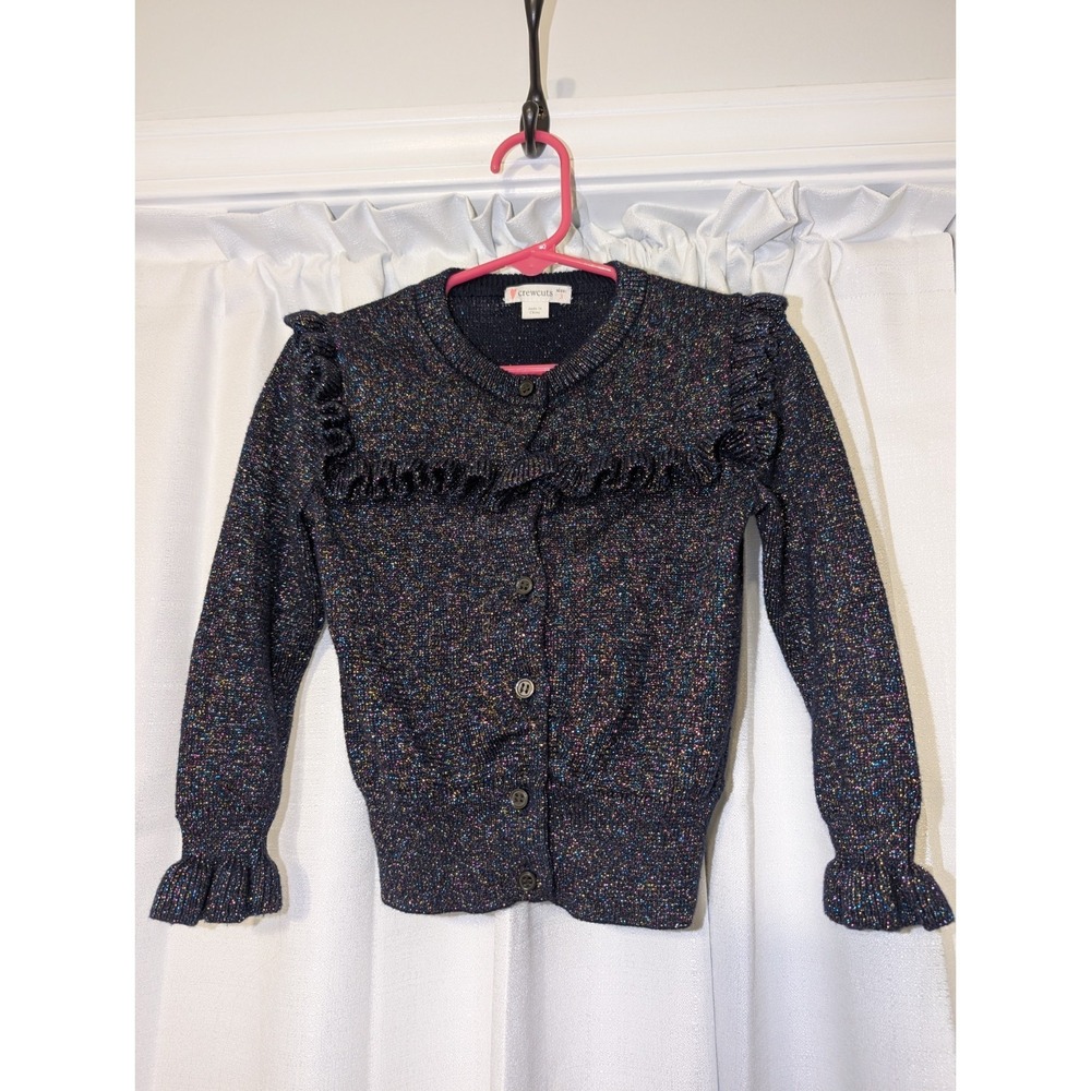 Crewcuts Little Girls Sparkle Thread Ruffle Sleeve Cardigan Sweater Size 3/3T